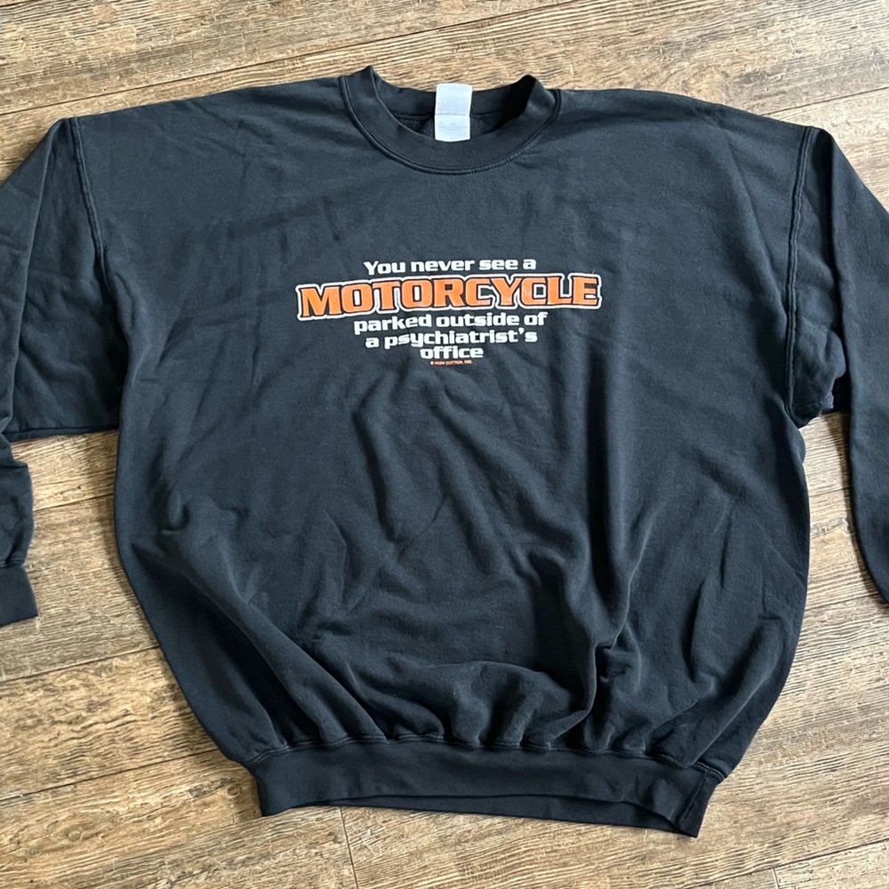 - Vintage motorcycle crewneck sweater